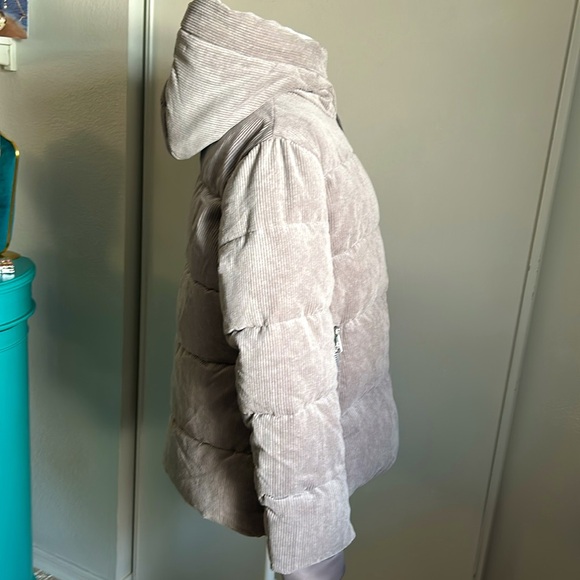 New Sam Edelman Funnel Neck Puffer Corduroy Cold Weather Coat - Picture 2 of 15